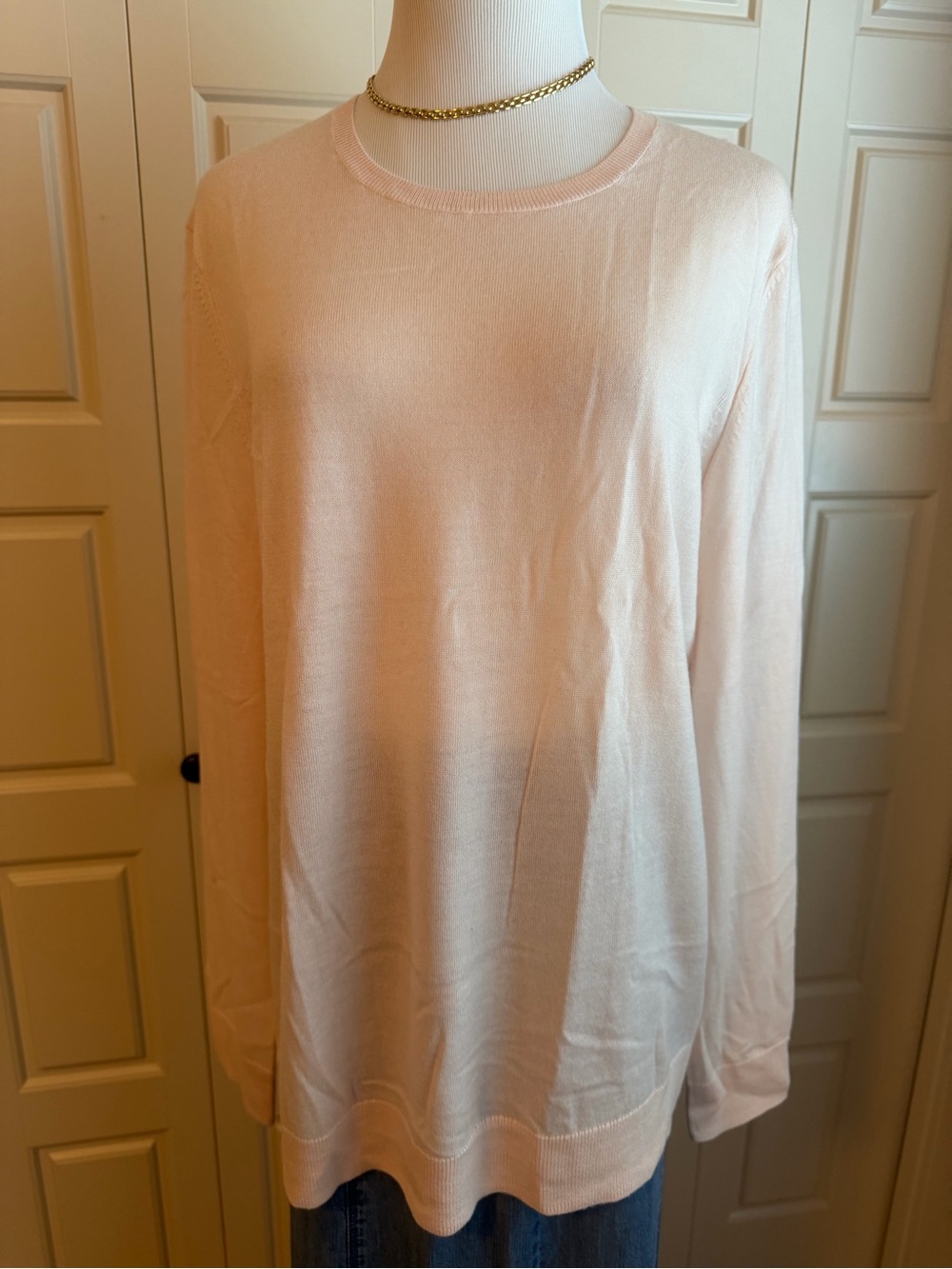 Lord & Taylor Pale Blush Pink Crewneck Long-Sleeve Sweater